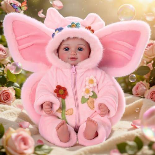 BABESIDE Babydocka flicka 43 cm precis babydocka med blå ögon och älva-outfit. Babydockor för 3, 4, 5, 6, 7 och 8 år, födelsedagspresenter, rollspel, jul och samling.