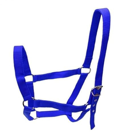 Perfeclan Horse Halter,Chin and Throat Snap Halter,PP Webbing Good Durability Wear Resistant Horse Rope for Pasture Racecourse Farm, blue
