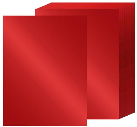 24 feuilles métallisé papier cartonné Lot de A4,Rouge papier de bricolage coloré 250 g/m² épais,pour scrapbooking, faire-part, cartes de vœux, décoration créative, loisirs créatifs et impression