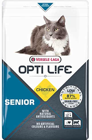 VERSELE LAGA - Pienso para Gatos OPTI Life Senior - Alimento para Gatos Adultos - Sin Cereales - Pollo - 2,5kg