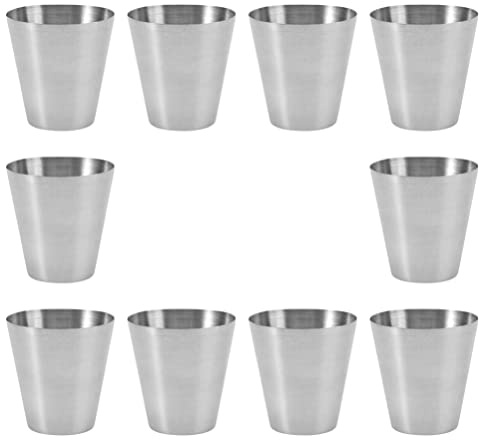 Housoutil Set di 10 bicchieri in acciaio inox da 100 ml, impilabili, riutilizzabili, leggeri, portatili, per campeggio, picnic, casa e in viaggio