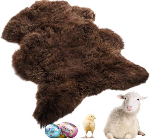 lammfellpark® Weich Schaffell Echt, Premium Lammfell Braun 90-100cm Schaffell Teppich - Echtes Naturfell Weich Flauschig Wollteppich, öko Schafsfelle Echt Fell Deko - Teppich Fell Größe M