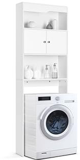 Linsar Waschmaschinenüberschrank, Variabler Stauraum, Melaminbeschichtung, 2 Türen, 3 Einlegeböden, für gängige Waschmaschinen (Weiß)