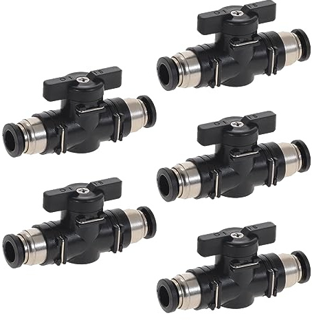 Conector neumático, 5 piezas válvula de bola neumática, conector neumático válvula de mano, conector de cabeza rápida, válvula neumática se puede utilizar para controlar el gas (8 mm)