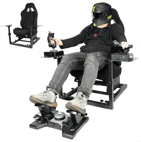 Dardoo Flight Game Cockpit With Blackseat And Racing Simulator Mount, Compatible With Thrustmaster HOTAS WARTHOG, Not Included Throttle,Joystick,Pedals