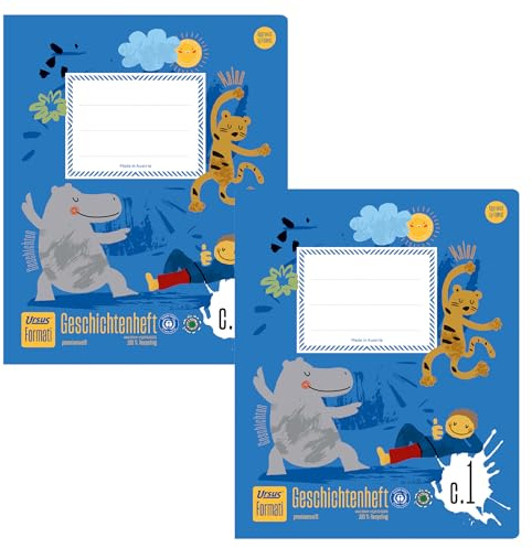 Ursus Formati C.1 Quart Creative Cahier 20 feuilles vierges + ligné Papier 100% recyclé Lot de 2 règles combinées pour apprentissage créatif