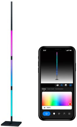 CALEX Smart LED Stehlampe, 175 cm, RGBIC-Farben & Musiksync, kalt- bis warmweiß Licht, dimmbar, WLAN App- & Sprachsteuerung, Ecklampe für Wohnzimmer, Schwarz