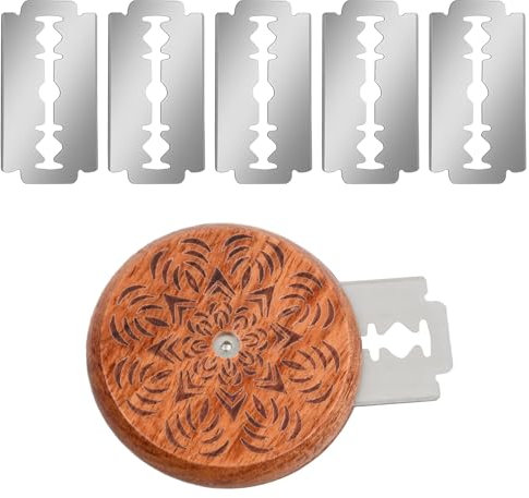 Utensile per Tagliare il Pane, Coltello da Panettiere con Lama di Rasoio, Coltello da Pasta in Legno, Coltello da Panettiere 1 Set di Coltelli e 5 Lame, Taglialame per Pane, Coltello da Pasta (B)