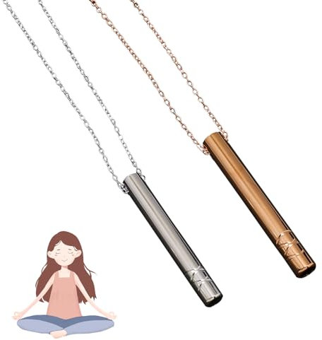 Geaanen Halskette Rauchfrei 2 Stück Rauchentwöhnung Hilfsmittel, Rauchentwöhnung Kette Geeignet für Tiefe Atemübungen Meditation Stressabbau und Entspannung (Silber + Roségold)