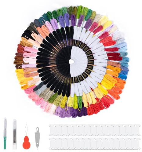 306pcs Fils à Broder, 200 Colorés et 48 Fils Noirs et Blancs,pour Bracelets Brésiliens, Broderie, Artisanat, Point de Croix, Fil à Coudre et Crochet Accessoires