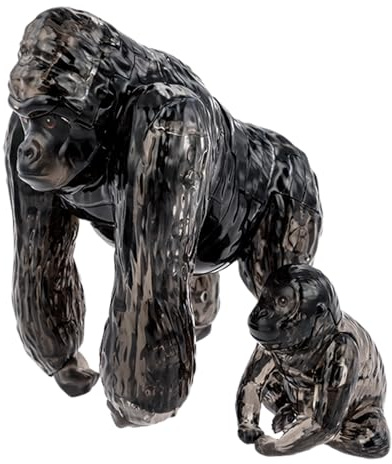 Crystal Puzzle | 3D Gorillapaar | Transparentes Design | 48 Teile | Bausatz für Kinder und Erwachsene | HCM Kinzel