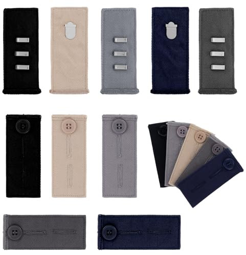 Einstellbar Knopfverlängerung, 10 Stück Hosenbunderweiterung Knopf Jeans Taille Erweiterung Knopf 8 x 3,5 cm Taillenverlängerungen Hosen Knopf Verlängerung für Hosen Jeans Röcke