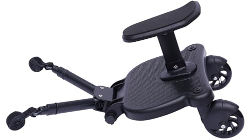 Passeggino con sedile, pedana, universale, design a due ruote a 360°, accessori per passeggino, adatto per ogni passeggino (nero)