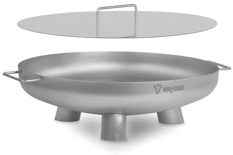 BBQ-Toro eldskål i rostfritt stål Ø 60 cm med lock | silver | utomhus eldstad med tre ben och två handtag, eldskålar för trädgården, brännskål, trädgård eld pit, eldskål, eldskål