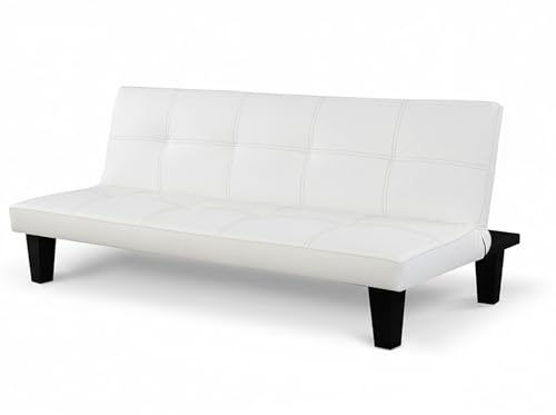 Baroni Home – Sofá cama de piel sintética de 3 plazas, convertible en cama acolchada, sofá reclinable con patas de plástico para salón, habitación de invitados, apertura de 88 cm, 166 x 75 x 70 cm