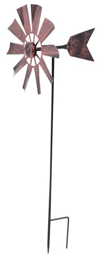 BESPORTBLE Mulino a Vento Decorativo da Giardino in Ferro Battuto, Girandola Rotante Colorata per Decorazione Esterni, Ornamento Resistente per Patio e Cortile
