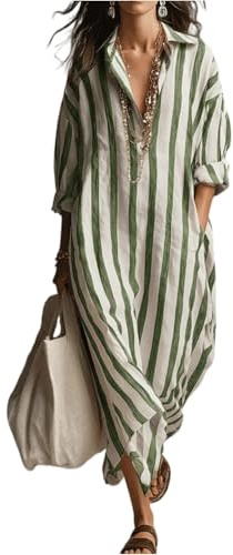 MOKBAY Abito Estivo Donna Scollo a V Maniche Lunghe Boho 2026 Chic Vestiti Estivi Donna Summer Moda Mare Semplice Spiaggia Larghi Dress
