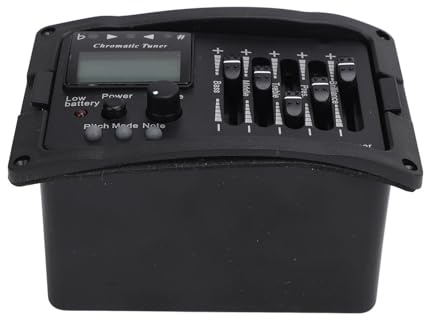 Fabater TEQ 5-bands Förförstärkare för Akustisk Gitarr Equalizer med Tuner, Professionell EQ-förförstärkare för Piezo-pickuper, Volymkontroll för Bas Mellan Diskant, Enkel Installation för