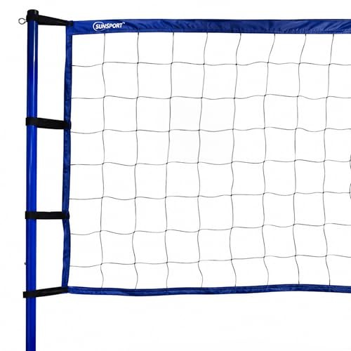 SunSport Volleyball Set - Includes Net, 6 Poles, Extra Straps, Durable Carry Bag & Instructions | Summer Sports