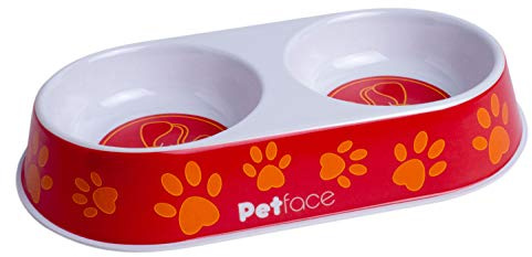 Petface Gamelle Double en mélamine pour Chat Orange Rouge