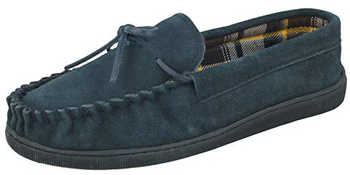 Mens Jo & Joe New England Real Suede Leather Moccasin Slippers Size 7-12 (UK 9, Navy)