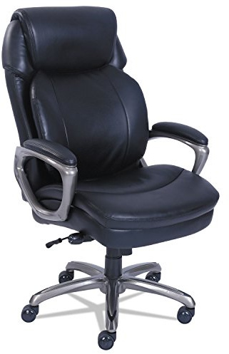 SertaPedic Cosset High-Back Executive Chair, Supports Up to 275 Lb, 18.75 to 21.75 Seat Height, Black Seat/Back, Slate Base