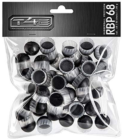 T4E Paintball Kugeln RUB 68 Prec, Munition Kaliber 0.68, 50 Stück, Rubberballs, schwarz