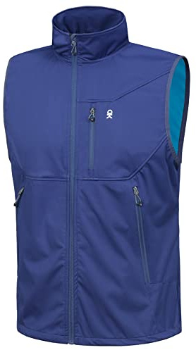 Little Donkey Andy Men's Lightweight Softshell Vest, Windproof Sleeveless Jacket for Travel Hiking Running Golf Blue M