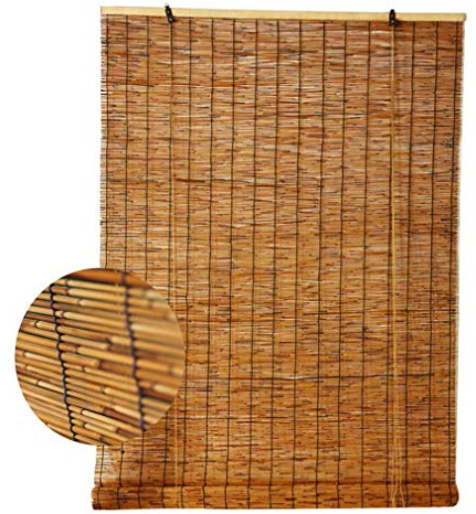 Bamboo Blinds Natural Reed Curtain Roller Blind,Living Room Tea Room Shop Decoration Shading Partition Vintage Straw Curtain, Waterproof and Dustproof,for Outdoor Indoor(90x180cm/35x71in)