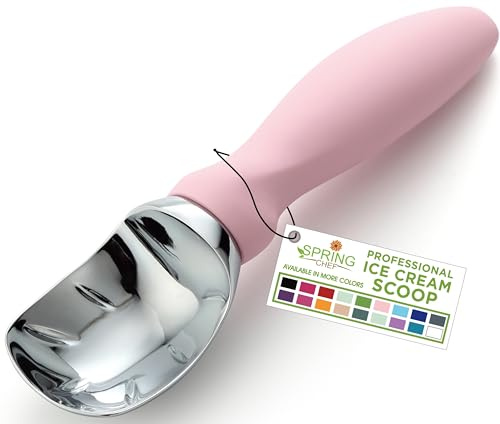 Spring Chef Heavy Duty Ice Cream Scoop with Soft Grip Handle, Pink Lemonade