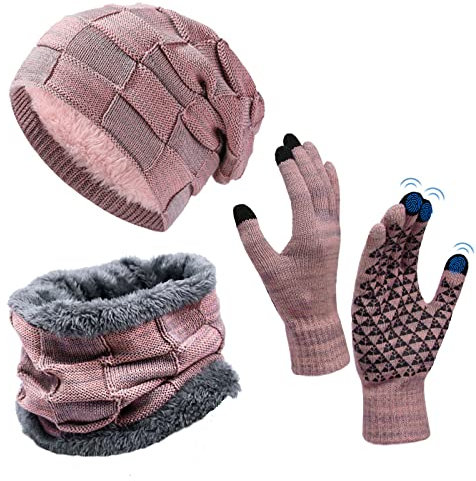 UPhitnis Mütze Beanie Herren Winter-Long Slouch Wintermütze Haube Herren-Beanie Damen mit Kariert Sehr Weichem Fleecefutter