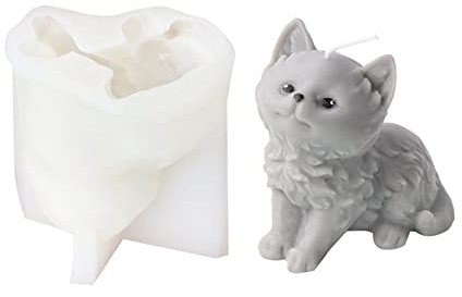 Xidmold Katt Silikonform - 3D Djur Ljusform och Tvålform för Choklad, Tårtdekoration, Sojavaxljus, Hantverksdekoration