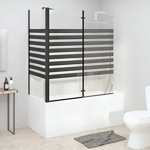 Festnight Box Doccia a Strisce, Box Vasca Da Bagno, Parete Doccia, Porta Doccia, Parete Vasca Da Bagno, 120x68x130 cm in Vetro Temperato