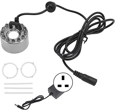 TITA-DONG Ultrasonic Mist Maker, Colorful Fog Maker with Colorful Light, Air Cooled Fogger Air Humidifier, Small Water Pond Fog Atomizer Humidifier for Humidifying Rockery Vase 110‑240V(UK Plug)