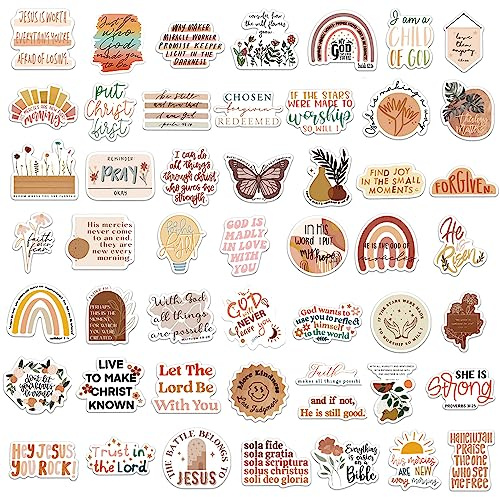 100pcs Autocollants Chrétiens, Autocollants Bibliques Boho Inspirants Autocollant Verset Bibliques en Vinyle Esthétiques Cadeaux Chrétiens pour Bouteilles d'Eau Ordinateur Portable Journal