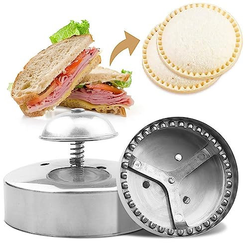 Cortador de sándwich cortadores redondos de galletas sellador de sándwich antiadherente y sellador para niños que fabrican sándwiches, hamburguesas, pastel de 3.54 pulgadas