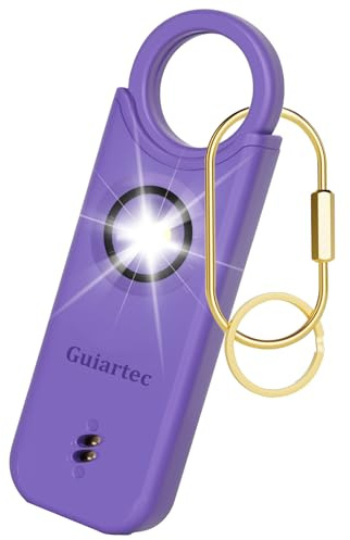 Rechargeable Personal Safety Alarm for Women, 135 dB Loud Self Defense Keychain Siren with LED Strobe Light, Personal Emergency Security Safe Devices Key Chain Alarms for Women Kids Elderly (Violet)