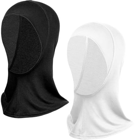 Molain 2pcs Hijab Kopftücher, Hijab Kappen, Dehnbare Hijab Unterkappen, Elastische Hijab Unterkopftücher Elastische Hijab Unterschals Vollständiger Atmungsaktive Hijab Kappen für Frauen(weiß+schwarz)