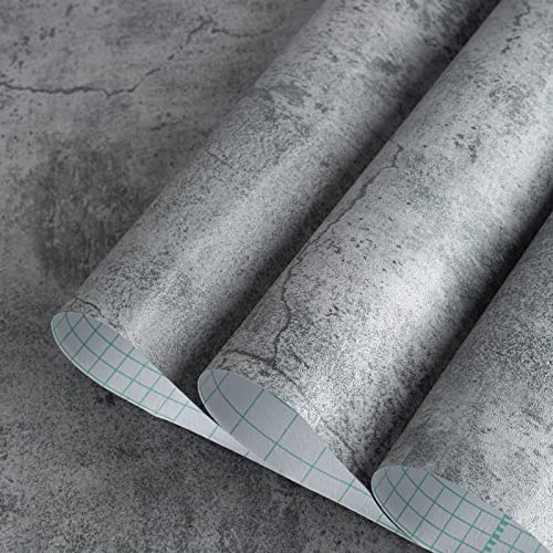 TOTIO 122 cm x 9 m extra bred mörkgrå självhäftande film betongutseende självhäftande tapet vinylväggfolie vattentät möbelfolie modern självhäftande tapet i industriell stil matt förtjockad avtagbar
