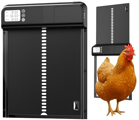 Puerta Gallinero Automática – Apertura y Cierre Programable con Temporizador – Resistente al Agua – Fácil Instalación para Gallinas.