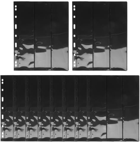 IMIKEYA Pages Intérieures Pour Album De Timbres 10 Pièces Fond Noir Pochettes Réutilisables 3 Emplacements Pour Collection Et Présentation De Timbres