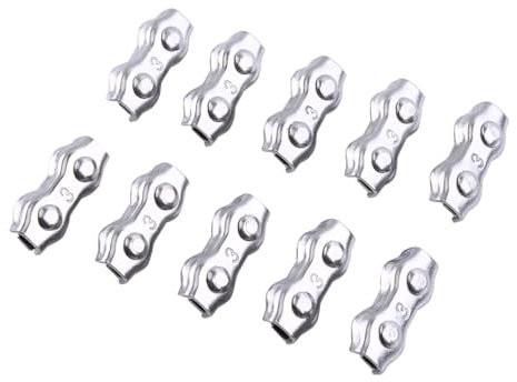 10 Clips de Cuerda de Alambre Dúplex, Cable de Alambre, Clips Dúplex, Clip de Cable de Cuerda de Alta Precisión, M3 de Acero Inoxidable