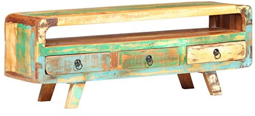 ShGaxin TV-skåp, vardagsrumsmöbler, TV-skåp, litet möbler, TV-sidobord, TV-bord, återvunnet massivt trä 117 x 30 x 41 cm