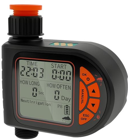 Sutowe Timer di irrigazione, timer di irrigazione, irrigazione automatica e veloce, 8 programmazioni, schermo LCD, funzione di irrigazione manuale, modalità ritardo della pioggia, Safe-Stop