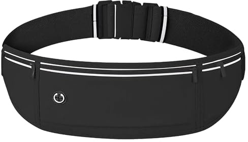 Poraceous Ceinture Running Homme et Femme, Ceinture de Course,Sac Banane de Sport, Pochette Telephones, Réglable Étanche Running Belt Portable Sacs Bananes, pour Jogging Courir Fitness Randonnée Noir