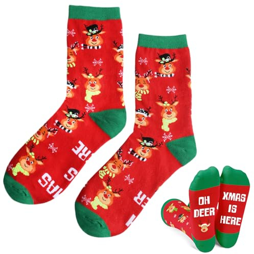 YUSHWENPTY Chaussettes de Noël Unisexe, 1 Paire Christmas Socks Femme, Chaussettes Noel Homme, Chaussette Noel Drôle, Chaussette Mignonnes pour Femme et Homme, Cadeaux de Noël (B)
