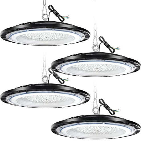 4Pack 300W UFO High Bay Lumiere, Projecteur LED Lumière d'entrepôt, Éclairage de Salle Industriel d'atelier Lampe, 6500K Froid LED d'éclairage Pour Entrepôt, Garage, Usine, Atelier Gymnase