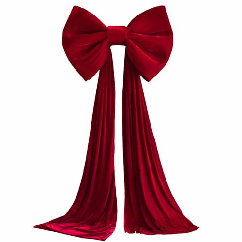 Fiocco per Puntale Albero di Natale, 50x300 cm Extra Large, Velluto Rosso con Nastro Decorativo 3 Metri, Decorazione per Casa, Ghirlanda, Parete e Camino