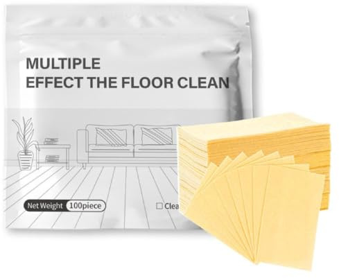 Lot de 100 pastilles de nettoyage de sol à effets multiples, avec parfum frais, tablettes de solution de nettoyage pour sols, nettoyant concentré pour carrelage, bois, stratifié (jaune)