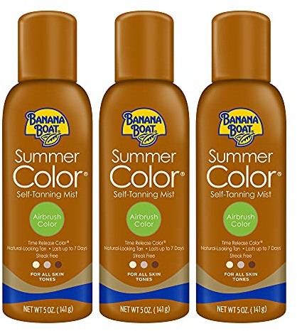 Banana Boat Self Tanning Spray for All Skin Tones, Airbrush Color, Reef Friendly, 5 Ounce - Pack of 3